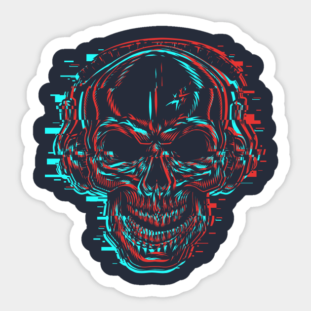 skull glitch Sticker by Falden